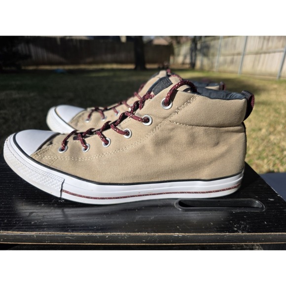 Mens 12 Converse Chuck Taylor All Star Street Mid Khaki Tan White Shoes 162383F - Picture 2 of 12